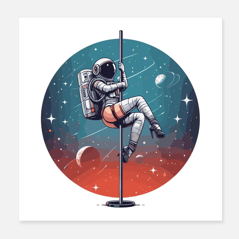 Pole Dance Astronautin Poledance Geschenk Poster 20x20 cm