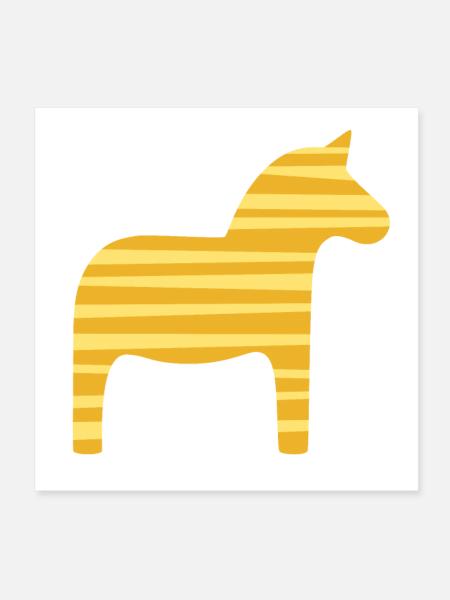 Dala Horse Stripes Suède Noël scandinave - Poster 20 x 20 cm - blanc - Devant
