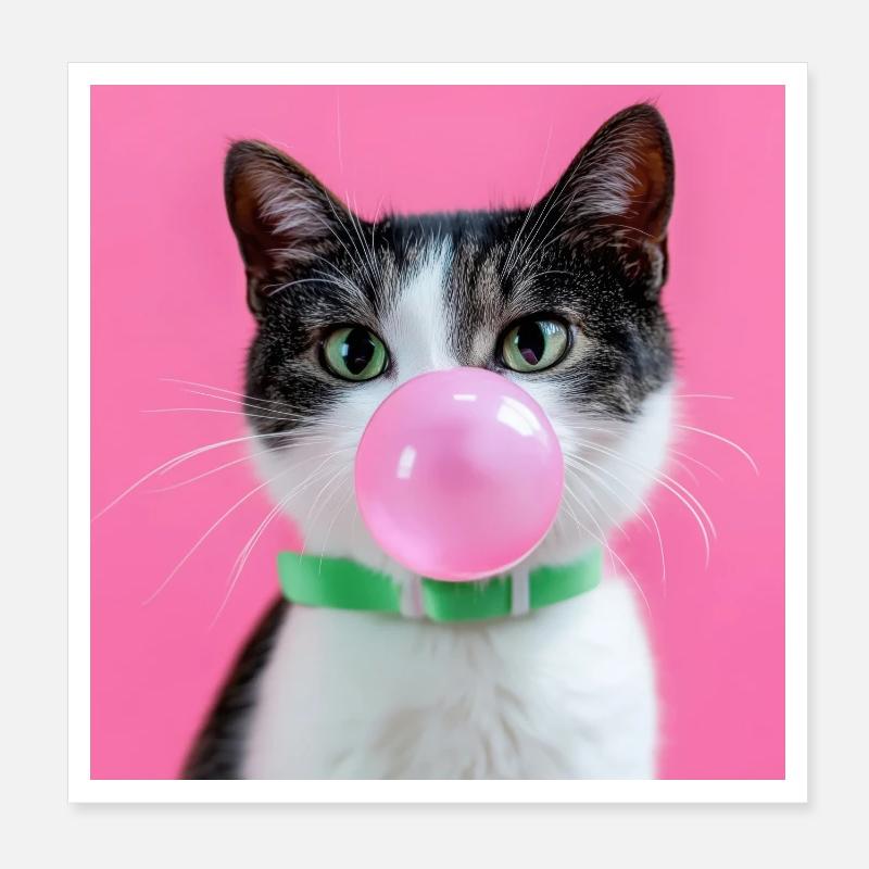 Bubblegum Cat : Mignon et coquin Poster 20 x 20 cm