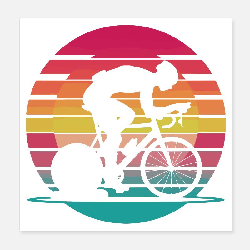 Neon Cyclist - Retro Indoor Training Poster 8" x 8" (20x20 cm)