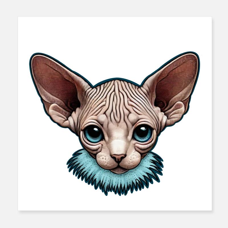Blue Eyed Sphynx Kitty Poster 20x20 cm