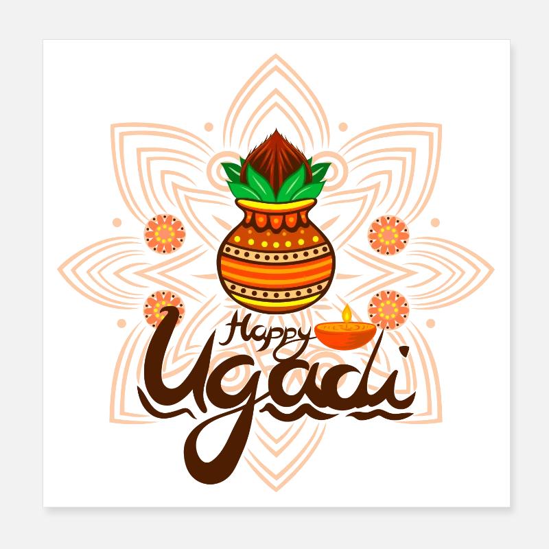 Happy Ugadi - Celebrate the new beginning with joy Poster 8" x 8" (20x20 cm)