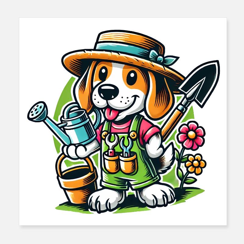 Jardinier Beagle Poster 20 x 20 cm