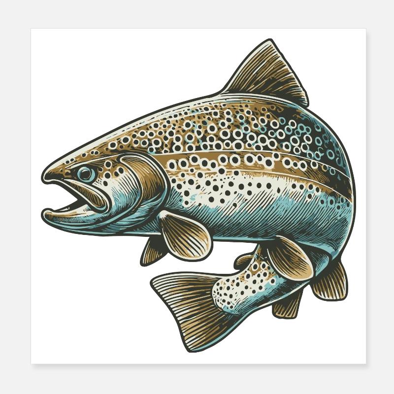 Lachs Poster 20x20 cm