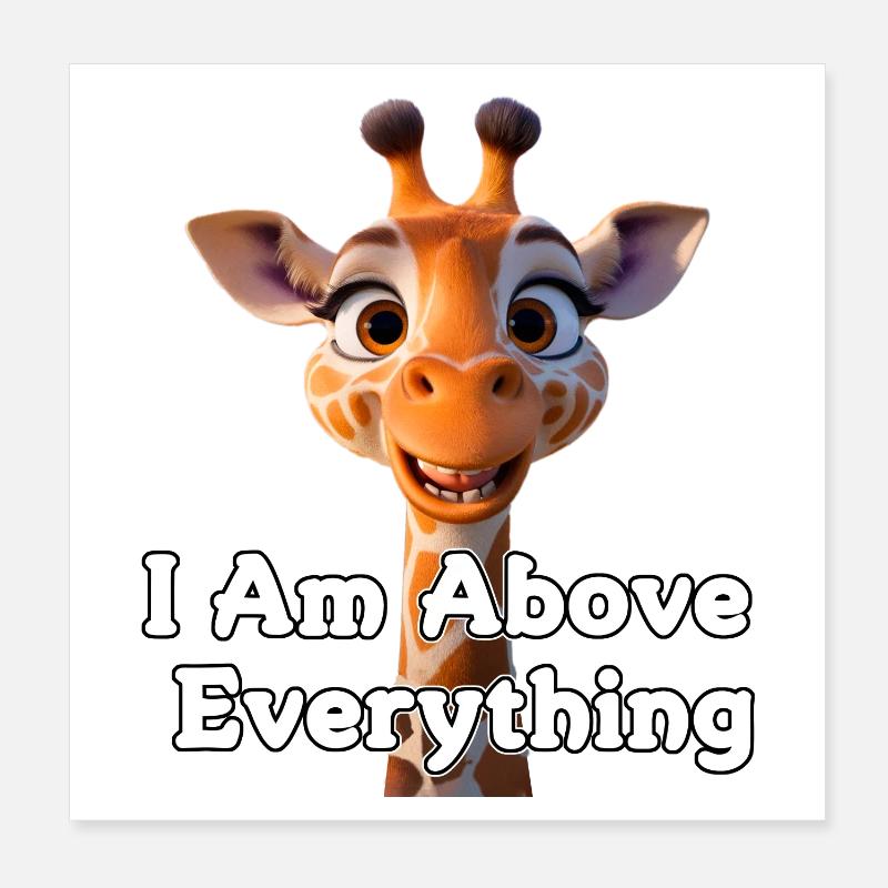 Giraffe with Motivational Message Poster 8" x 8" (20x20 cm)