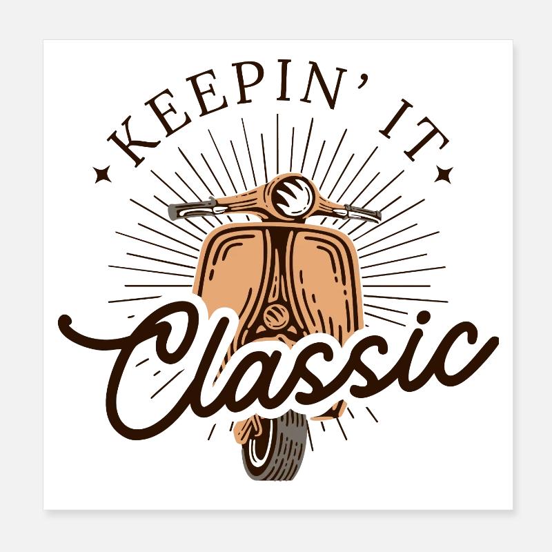 Keepin' It Classic - Look de scooter vintage - Poster 20 x 20 cm - blanc