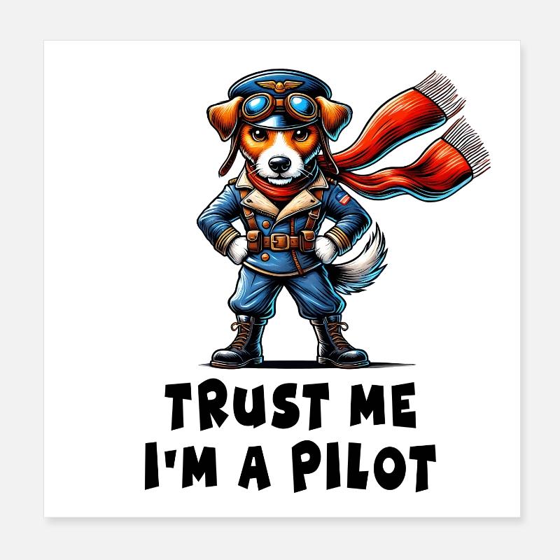 Jack Russell Terrier Pilot Poster 8" x 8" (20x20 cm)