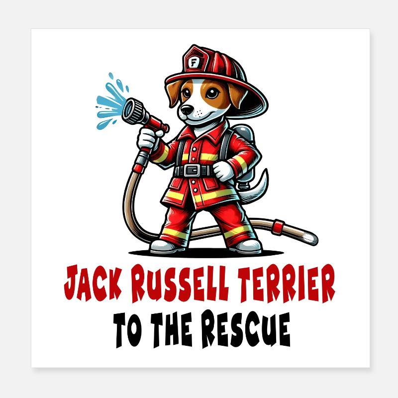 Pompier Jack Russell Terrier Poster 20 x 20 cm