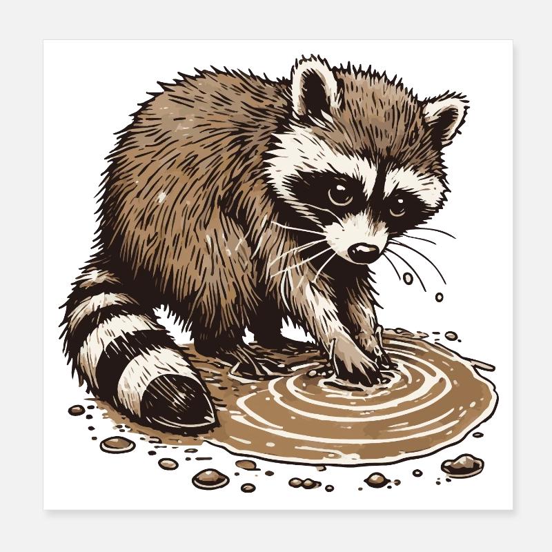 Waschbär Poster 20x20 cm