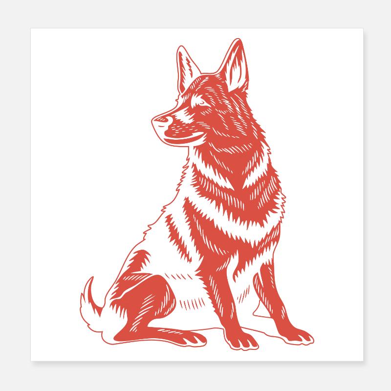 Loyal German Shepherd – Classic Dog Graphic Poster 8" x 8" (20x20 cm)