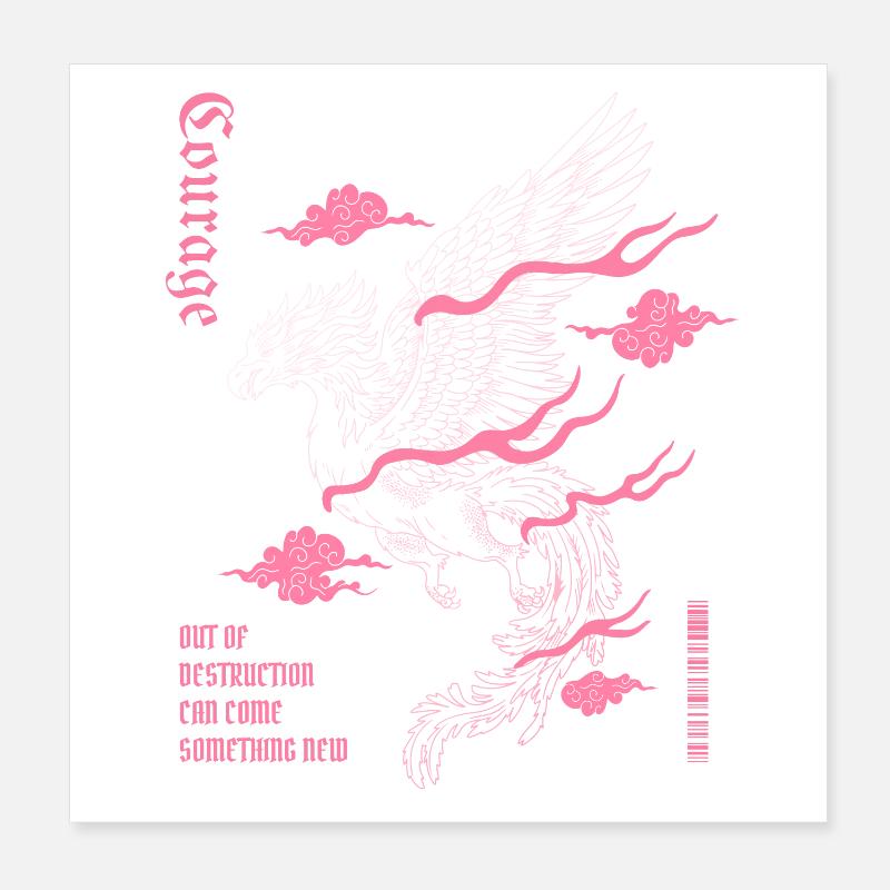 Courage – Phoenix Wiedergeburt Design Poster 20x20 cm