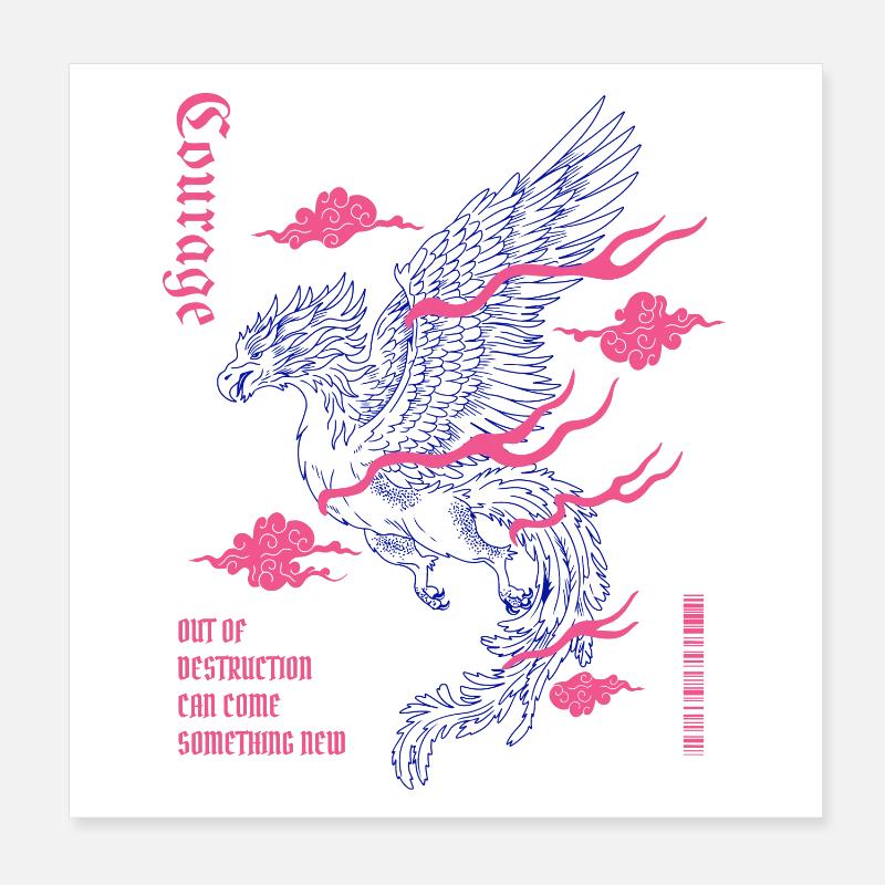 Courage – Phénix de la renaissance Poster 20 x 20 cm