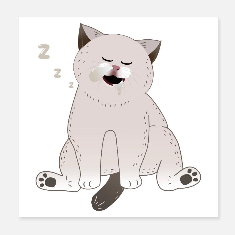chat endormi Poster 20 x 20 cm