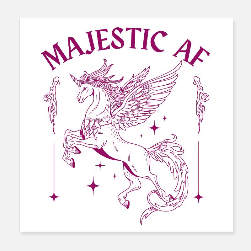 Majestic AF – Mystisches Einhorn Design Poster 20x20 cm
