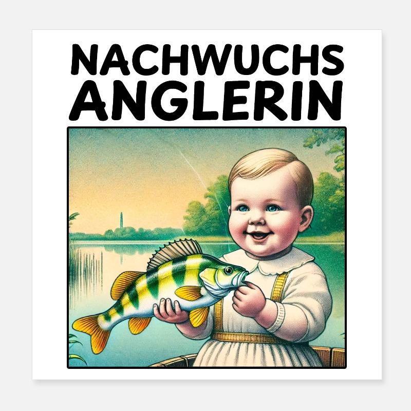 Young angler - Poster 8" x 8" (20x20 cm) - white