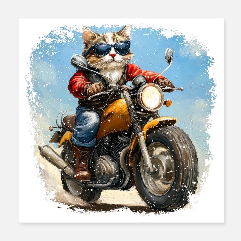 Chats Motards / Moto Chat Poster 20 x 20 cm