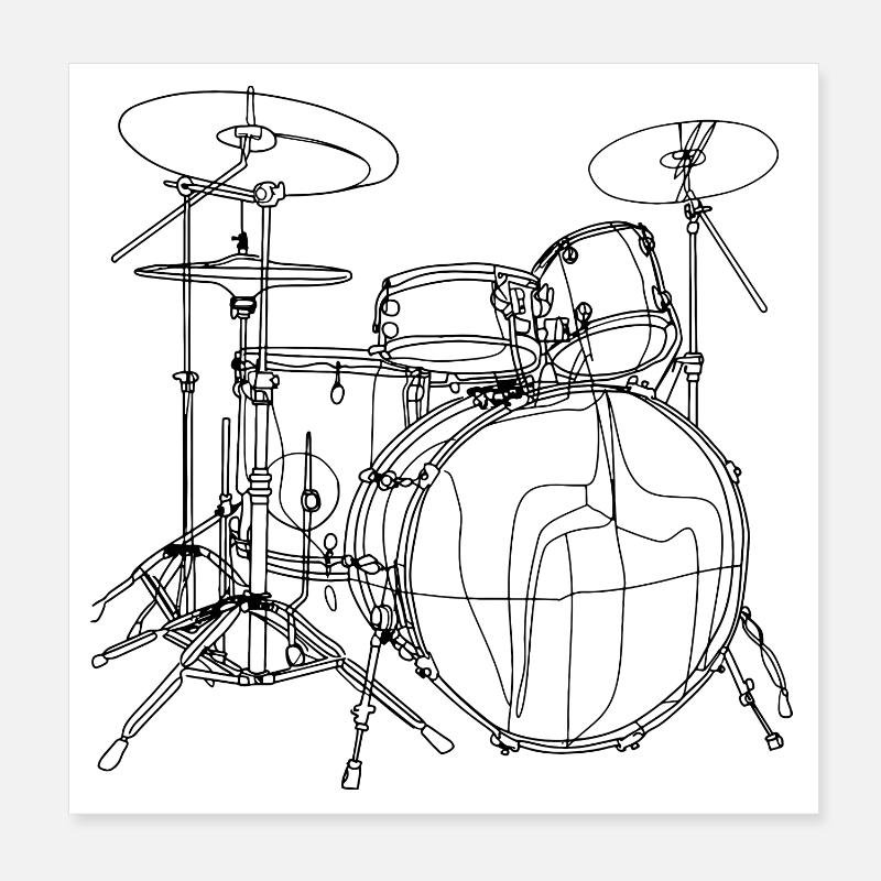 Drum Sketch Poster 8" x 8" (20x20 cm)