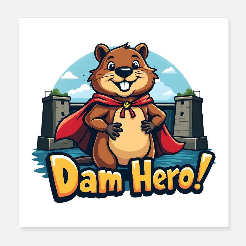 Beaver Hero – Héros du barrage ! Poster 20 x 20 cm