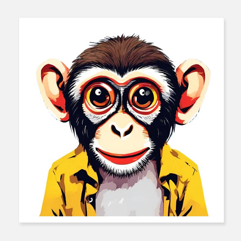 Vibrant Monkey Illustration for Apparel Poster 8" x 8" (20x20 cm)