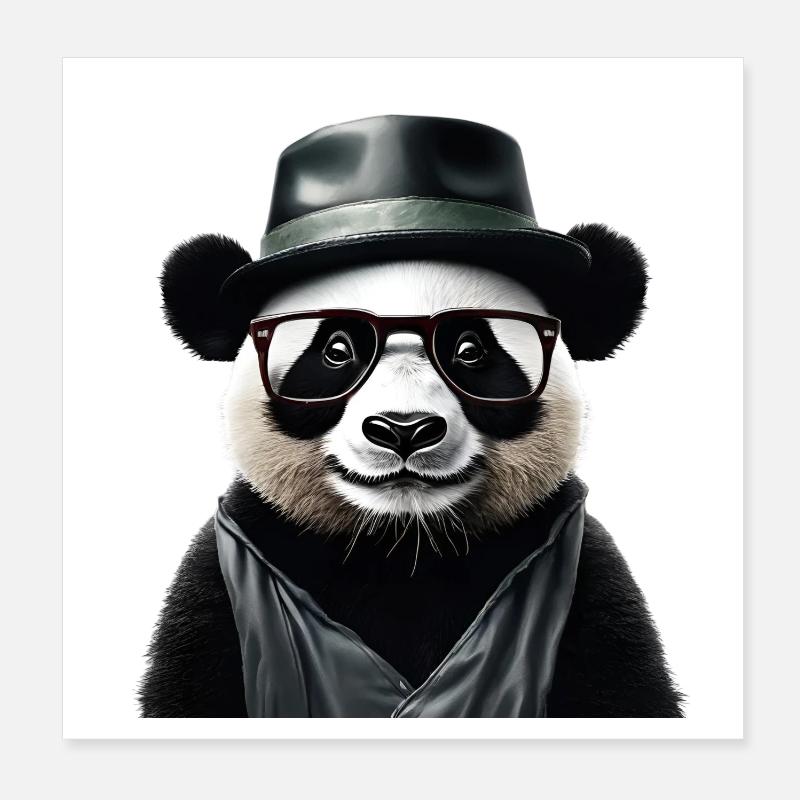 Stylish Panda with Accessories Poster 8" x 8" (20x20 cm)