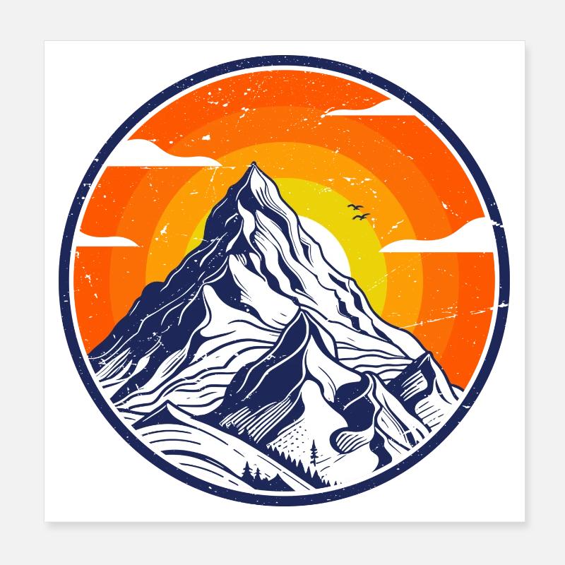 Majestic Mountain Sunset Design Poster 8" x 8" (20x20 cm)