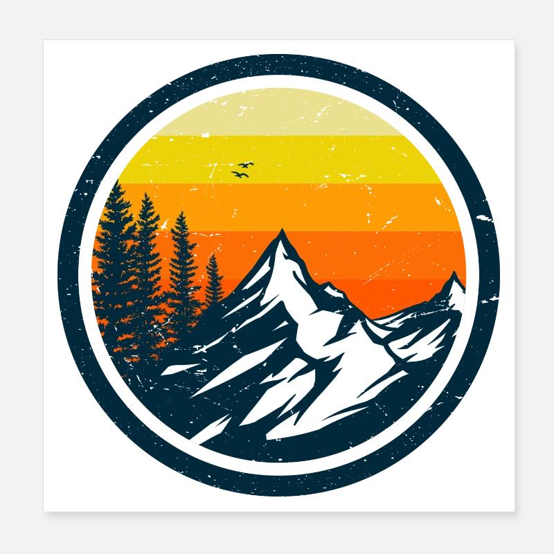 Mountain Sunset Adventure Design Poster 8" x 8" (20x20 cm)