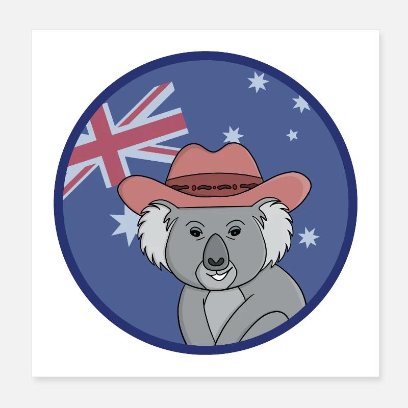 Adorable koala avec le drapeau australien Poster 20 x 20 cm