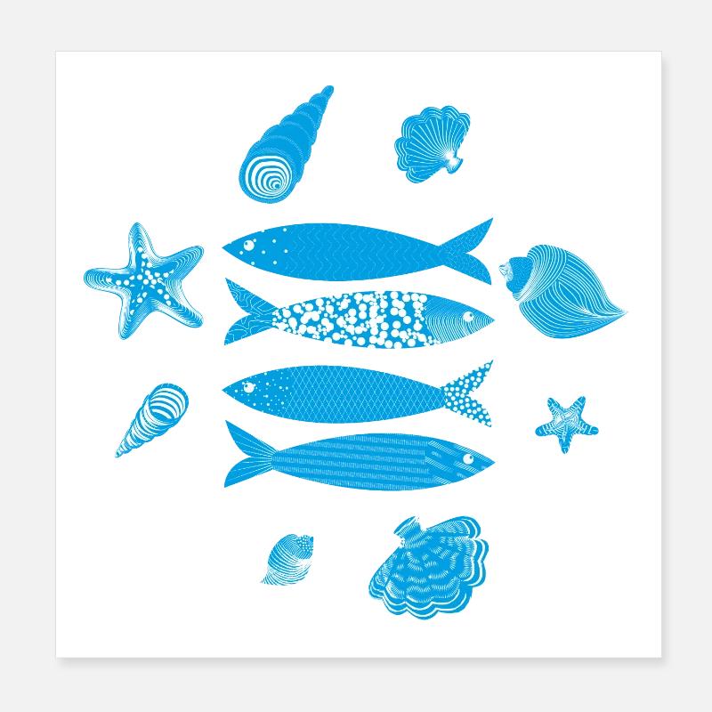 Modèle de poisson de mer sous-marin Poster 20 x 20 cm