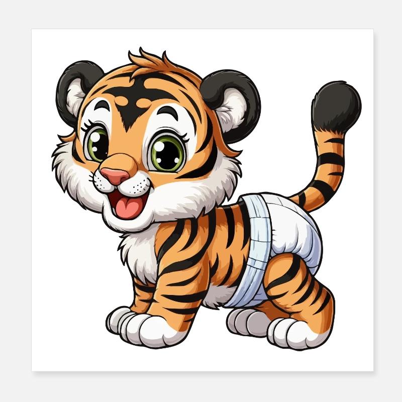 Bébé tigre avec couche Poster 20 x 20 cm