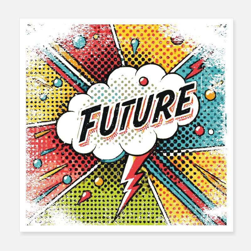 FUTURE in a Pop Art Style Poster 8" x 8" (20x20 cm)