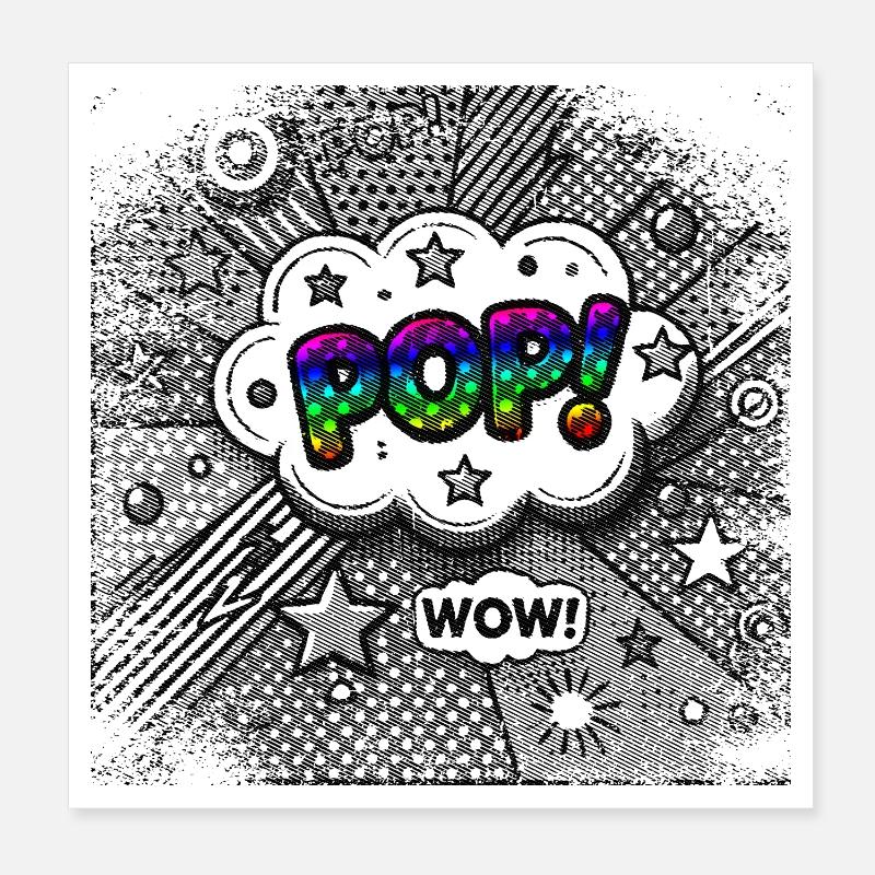 POP Clouds Style Pop Art + Spectre de couleurs Poster 20 x 20 cm
