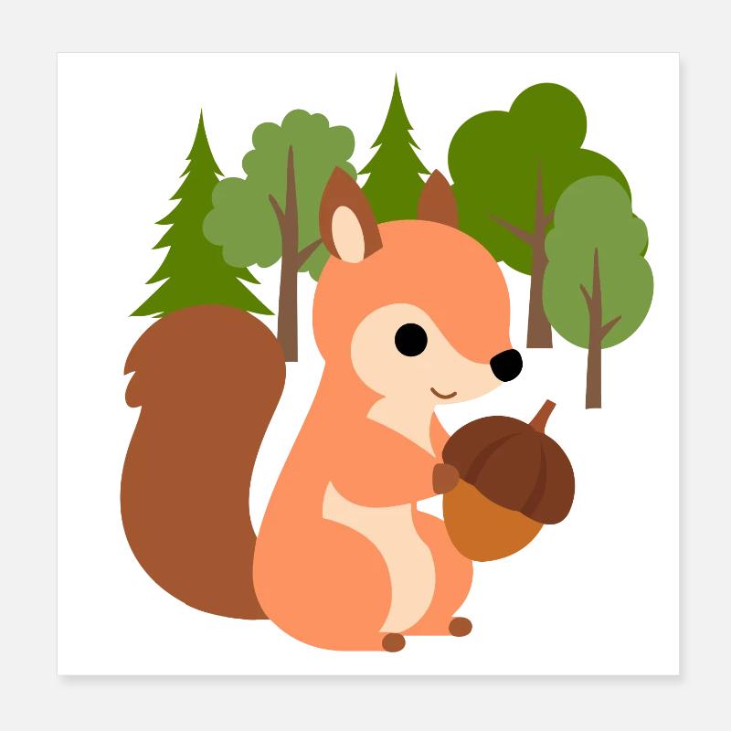 Squirrel with nut Poster 8" x 8" (20x20 cm)