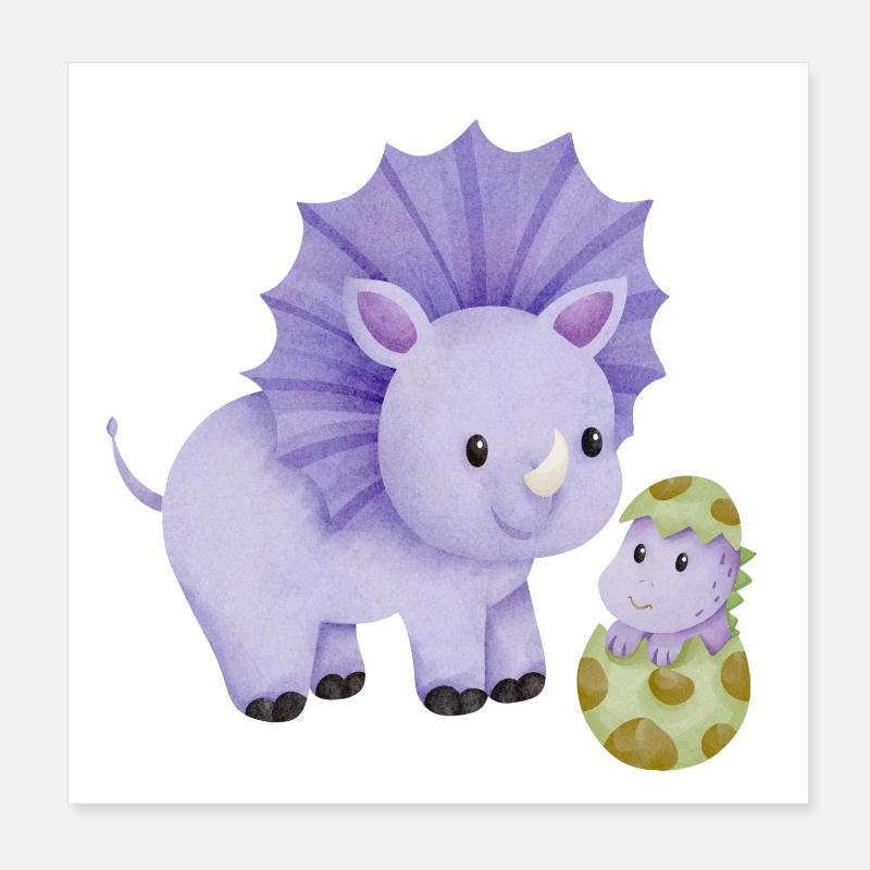 Dinosaurier Mama mit Kind Poster 20x20 cm