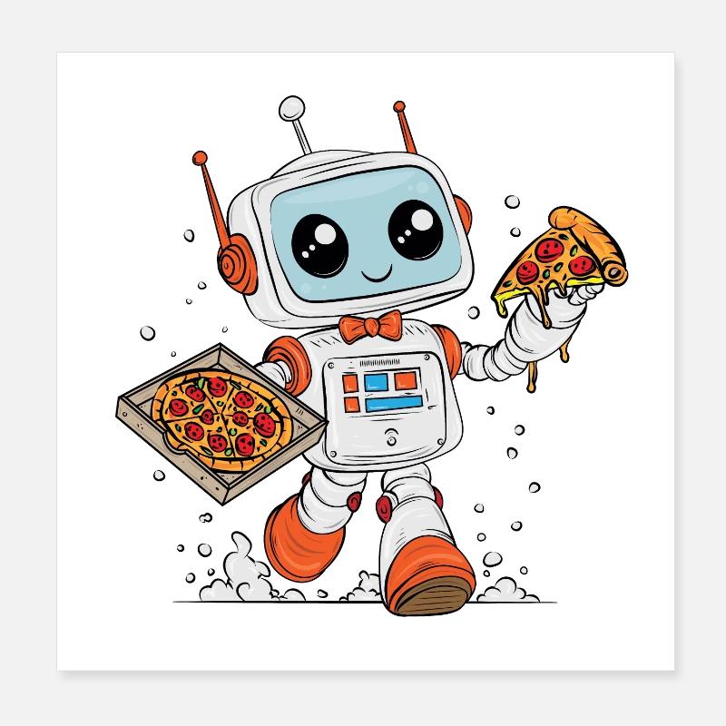 PizzaRobot– Multitask-Roboter, der Pizza Liefert Poster 20x20 cm