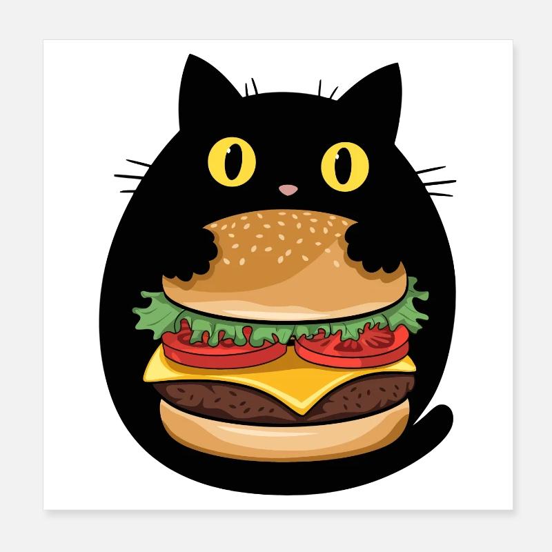 Burger Katze Pop Art Poster 20x20 cm