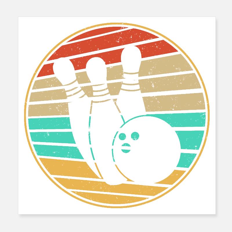 Bowling Retro - Poster 8" x 8" (20x20 cm) - white