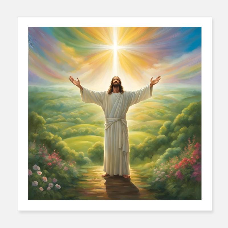 Jesus, Catholic Jesus Christ Poster 8" x 8" (20x20 cm)