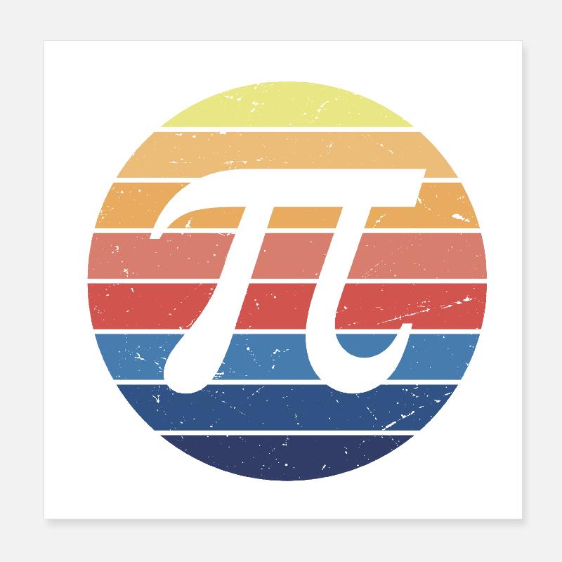 Math Pi Rétro - Poster 20 x 20 cm - blanc