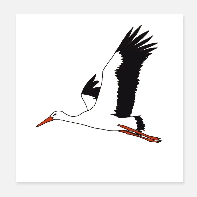 flying stork Poster 8" x 8" (20x20 cm)