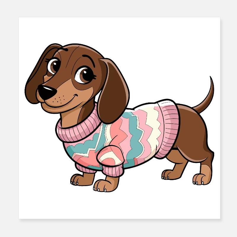 Kuscheliger Pullover Dackel Poster 20x20 cm