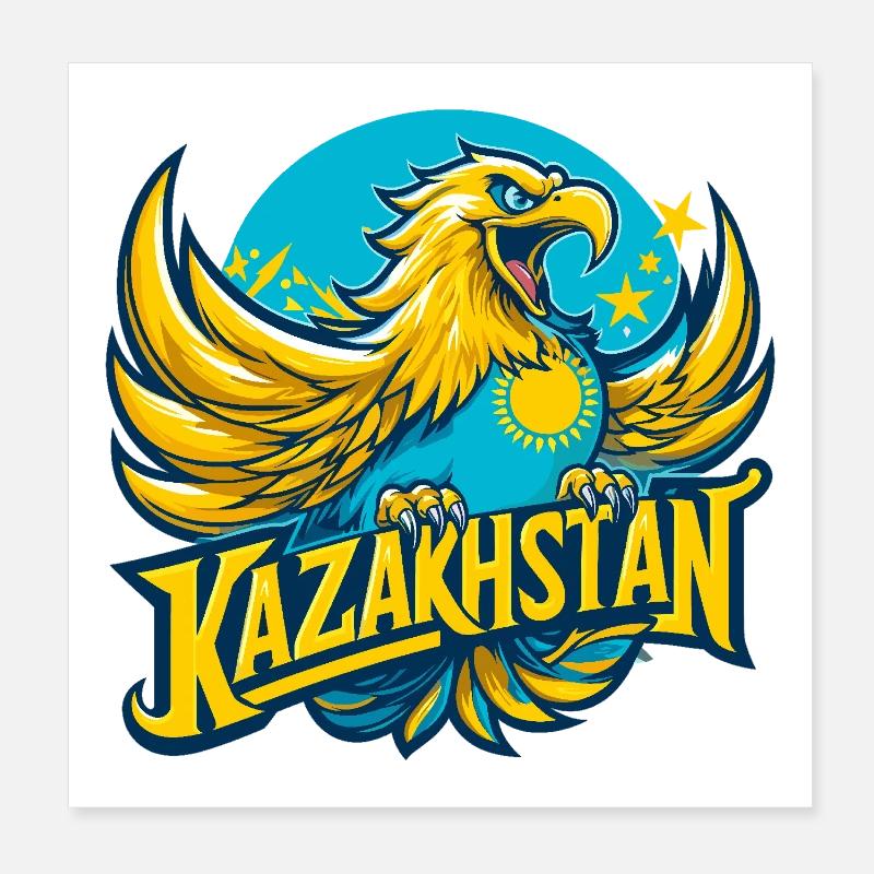 Kazakhstan aigle soleil drapeau drapeau cadeau Poster 20 x 20 cm