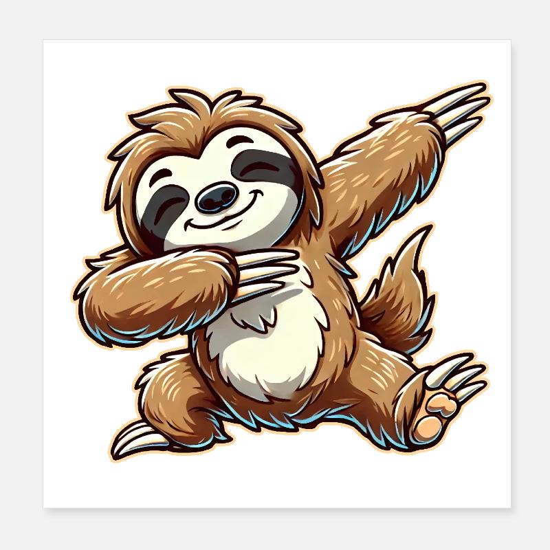 Dabbing Sloth Dab Dancing Idée cadeau Poster 20 x 20 cm