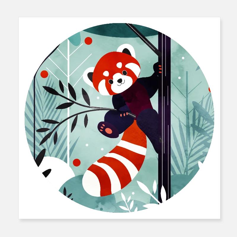 Panda roux heureux dans la jungle Poster 20 x 20 cm