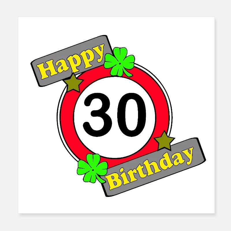 30e anniversaire : Conception anniversaire de Glücksgrün Poster 20 x 20 cm