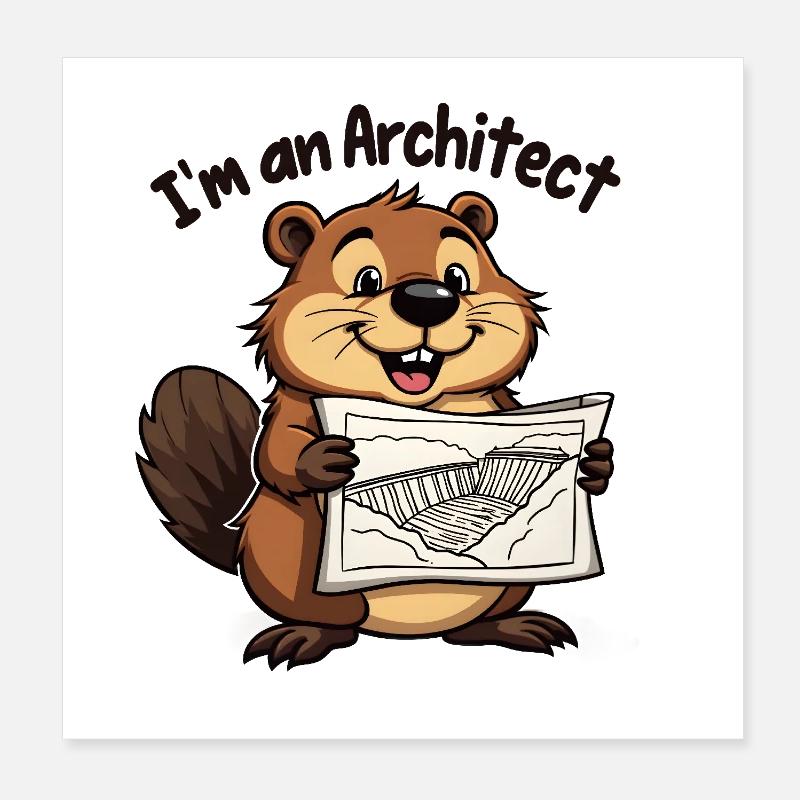 Biber Architecte – Constructeur de barrages Poster 20 x 20 cm