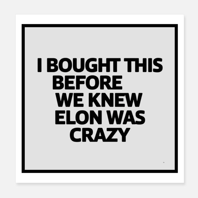 I bought this before we knew Elon was crazy Poster 20x20 cm