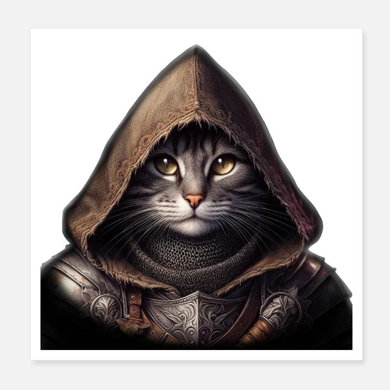 Cat Knight Poster 8" x 8" (20x20 cm)