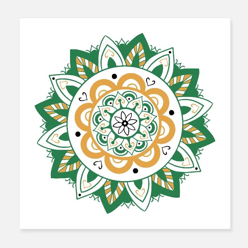 oriental pattern morocco green orange Poster 8" x 8" (20x20 cm)