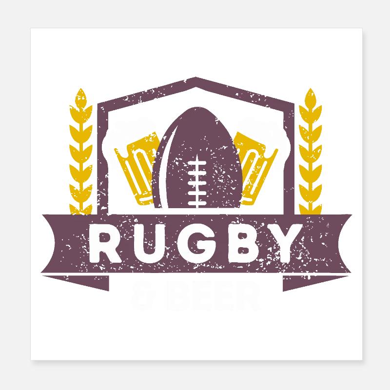 Rugby & Beer – Game Day Essentials Poster 8" x 8" (20x20 cm)