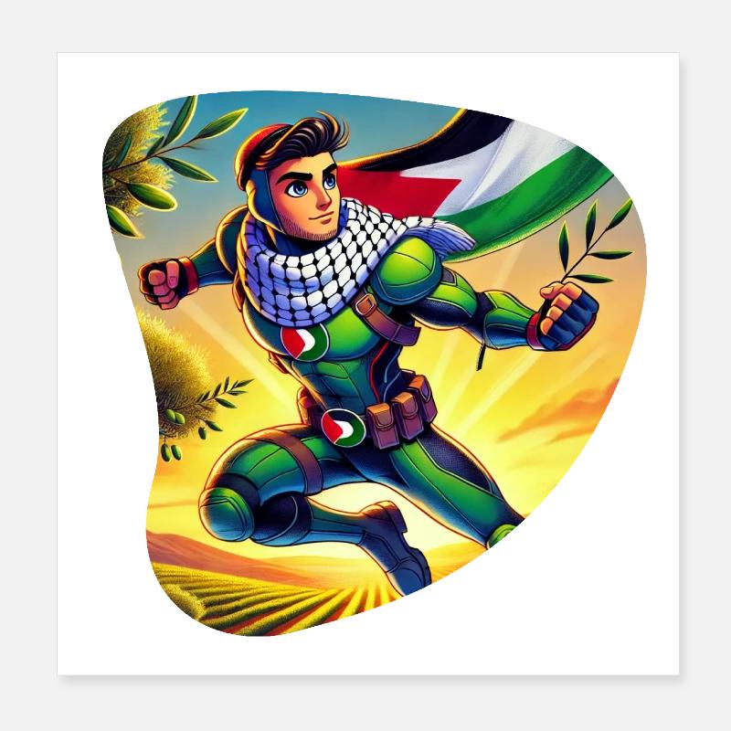 Falastin Hero - Poster 20x20 cm - Weiß